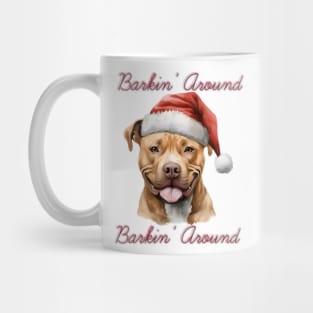 Christmas Pitbull Dog in Santa Hat Mug